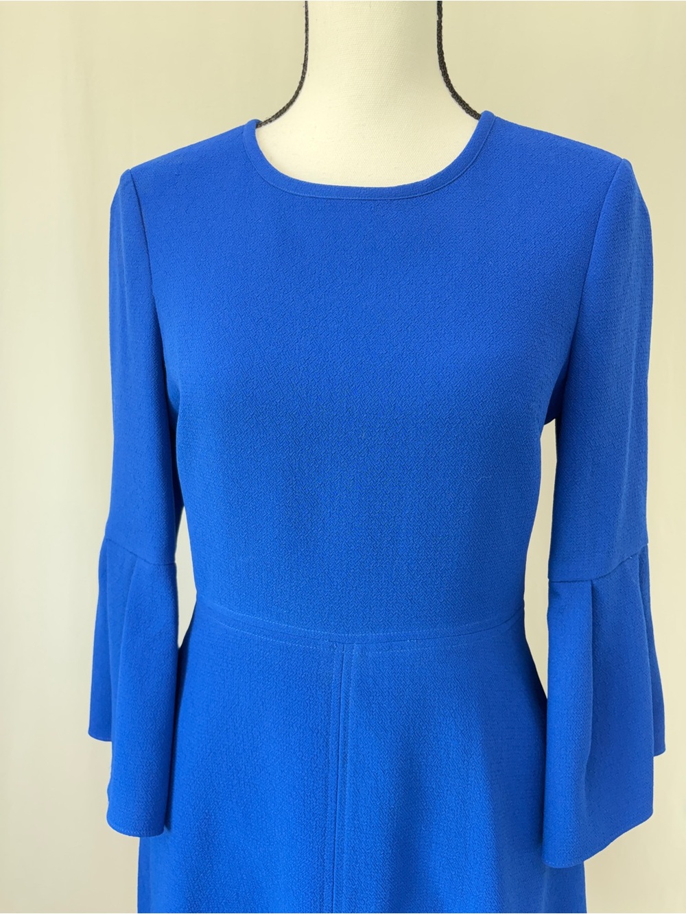 Eliza J Seamed Fit & Flare Cobalt Blue Wedding Guest Dress Bell Sleeve Size 4 - Picture 6 of 17